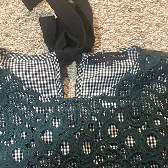 English Factory Lace Overlay Blouse - Dark Green - Picture 4 of 5